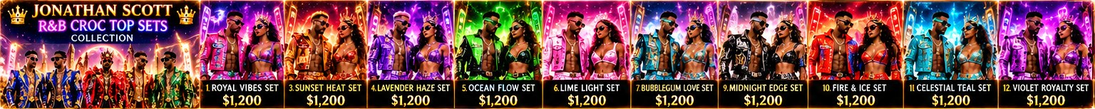 R&B Croc Top Sets: matching his-and-hers croc-print outfits in bright colors