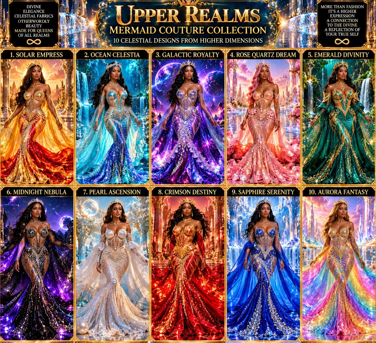 Upper Realms Mermaid Couture Collection, ten celestial gowns